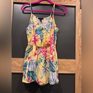 Forever 21 Yellow Tropical Floral Romper